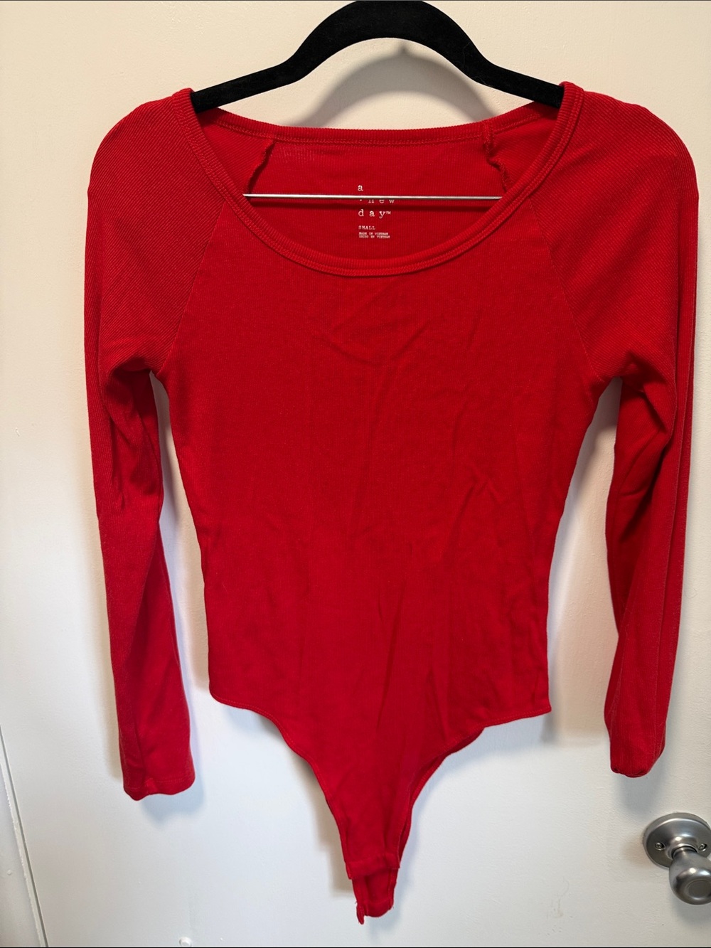 a new day Red Ribbed Crewneck Top